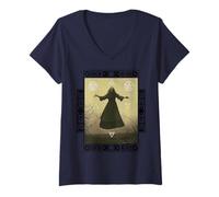 Mujer Triple Luna Símbolos Wicca 4 Elementos Bruja Neopaganismo Camiseta Cuello V