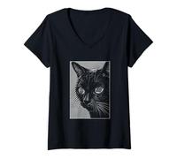 Mujer Trippy Cat Pastel Goth Gothic Grunge Alt Punk Weirdcore Camiseta Cuello V
