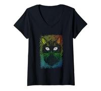 Mujer Trippy Weirdcore Cat gothic punk grunge dreamcore aesthetic Camiseta Cuello V