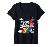 Mujer Trolls Believe in Love Rainbow Camiseta Cuello V