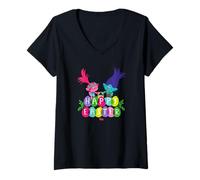 Mujer Trolls Happy Easter with Poppy and Branch Camiseta Cuello V