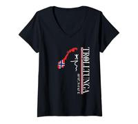 Mujer Trolltunga Noruega - Aventura de Senderismo - Naturaleza escandinava Camiseta Cuello V