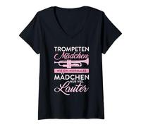 Mujer Trompetas Chica Músico Trompetista Instrumento Camiseta Cuello V