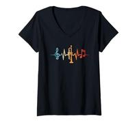 Mujer Trompetista Músico De Jazz Latido del Corazón Trompeta Camiseta Cuello V
