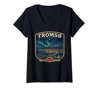 Mujer Tromso Noruega Ciudad Natal Tromso Fan Norge Viaje Familiar Camiseta Cuello V