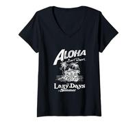 Mujer Tropical Island Paradise Resort Lazy Summer Vibes Divertido Camiseta Cuello V