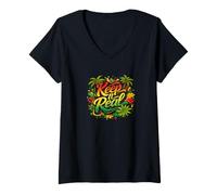 Mujer Tropical Summer Island Beach Vibe Colorido Camiseta Cuello V