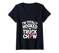 Mujer Truck Chow Food Truck Entusiastas Urban Foodies Amantes Camiseta Cuello V