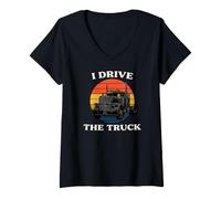 Mujer Truck Driver I Drive The Truck Retro Big Rig Camiseta Cuello V