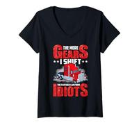 Mujer Truck Driver The More Gears I Shift Funny Trucker Dad Camiseta Cuello V