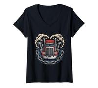 Mujer Trucker Big Rig Semi Truck Driver Hombres Papá Abuelo Marido Camiseta Cuello V