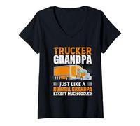 Mujer Trucker Grandpa Just Like A Normal Grandpa Truck Driver Camiseta Cuello V