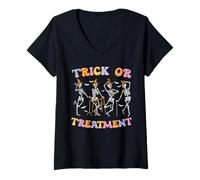 Mujer Truco o Tratamiento PT Terapeuta de Fisioterapia Halloween Camiseta Cuello V