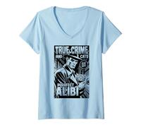 Mujer True Crime and Cats Purrfect Alibi Funny Cat Lover Dueño Camiseta Cuello V