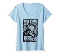 Mujer True Crime and Cats Purrfect Cómplice Funny Cat Lover Camiseta Cuello V