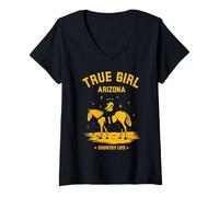 Mujer True Girl Arizona Country Life Montar a Caballo Camiseta Cuello V