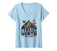 Mujer True North VBS 2025 Cristiano Confiando en Jesús Desierto Camiseta Cuello V