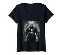 Mujer Trump Bigfoot UFO Extraterrestre Encuentro Extraterrestre Divertido Camiseta Cuello V