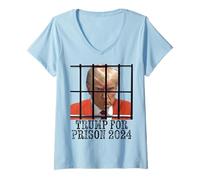Mujer Trump For Prison 2024 Mono Naranja Mugshot Elección Divertida Camiseta Cuello V