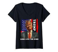 Mujer Trump King Presidente Larga vida al Rey Trump Camiseta Cuello V