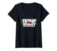 Mujer Trump tenía razón en Todo - Bandera Estadounidense de Trump 2022 Camiseta Cuello V