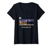 Mujer Trust in the Lord - Proverbios 3:5 Diseño retro de versículos bíblicos Camiseta Cuello V