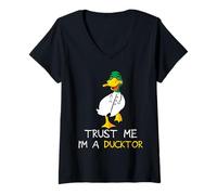 Mujer Trust me I Am a Ducktor Patito Doctor Camiseta Cuello V
