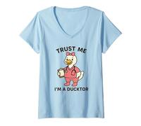 Mujer Trust Me I'm a Ducktor Funny Female Duck Nurse Quack Doctor Camiseta Cuello V