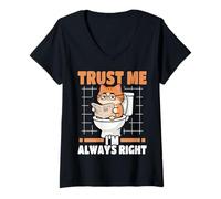 Mujer Trust Me I'm Always Right Nerd Cat On Toilet Camiseta Cuello V
