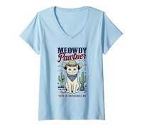Mujer Truth or Consequences NM USA - Divertido diseño de gato Meowdy Pawtner Camiseta Cuello V