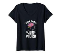 Mujer Tu Cerebro está Haciendo Todo el Trabajo Camiseta Cuello V
