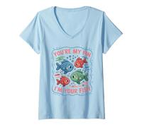Mujer Tú Eres mi Aleta, Soy tu pez Aquatic Love Camiseta Cuello V