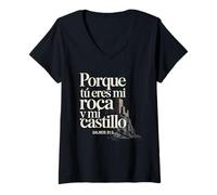 Mujer Tú Eres mi Roca y mi Fortaleza Salmos 31:3 Camiseta Cuello V