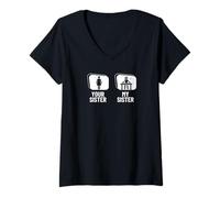 Mujer Tu hermana, mi hermana, hermano, DJ, divertido disc-jockey Camiseta Cuello V