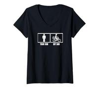 Mujer Tu hijo, mi hijo, papá, mamá, divertido lechero Camiseta Cuello V