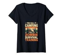 Mujer Tú lo Llamas Campamento, yo lo llamo Campamento de Entrenamiento de Supervivencia para Zombis Camiseta Cuello V