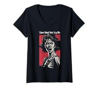 Mujer Tú no me Pruebas, Estado de ánimo 24:7 Retro Pop Art Angry Woman Camiseta Cuello V