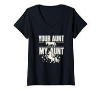 Mujer Tu tía, mi tía, tía mágica, Amante de los Unicornios Camiseta Cuello V