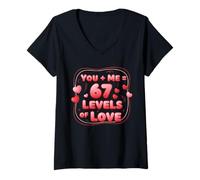 Mujer Tú yo 67 Niveles de Amor San Valentín Matemáticas Relación Camiseta Cuello V