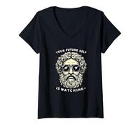 Mujer Tu yo futuro está viendo la inspiración motivacional Camiseta Cuello V