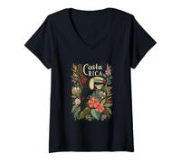 Mujer Tucán Costa Rica Pura Vida Vintage Vacaciones Camisa Viaje Camiseta Cuello V