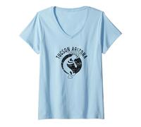 Mujer Tucson Arizona Dancing Kokopelli Souvenir Diseño Envejecido Camiseta Cuello V