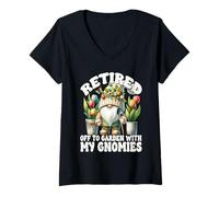 Mujer Tulip Flower Garden Retirement Gnome For Retired Mom And Dad Camiseta Cuello V
