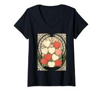 Mujer Tulipanes Y Corazones Romántico Art Nouveau Camiseta Cuello V