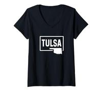 Mujer Tulsa Oklahoma Ok - Viaje de Vacaciones en la Ciudad Natal Camiseta Cuello V
