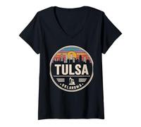 Mujer Tulsa Oklahoma USA City Travel Diseño Urbano Camiseta Cuello V