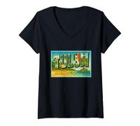 Mujer Tulum México Vintage Travel Souvenir Poster Art Graphic Camiseta Cuello V