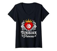 Mujer Tunisian Princess Tunisia Flag Proud Tunisian Girl Camiseta Cuello V