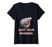 Mujer Turbocompresor Deja de lloriquear impulsado para Turo Car Guys Camiseta Cuello V