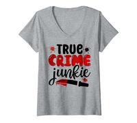 Mujer ture Crimen Adicto obsesionado Asesinato Misterio Criminal Camiseta Cuello V